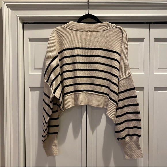 Free People Easy Street Cropped Striped Pullover Oversized Sweater | Size XL - Picture 13 of 14